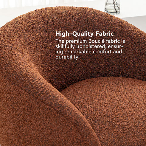 Everitte Bouclé Swivel Barrel Chair - Brown Modern Swivel Chair | Swivel Accent Chairs | Kinwell Furniture | Swivel Armchairs